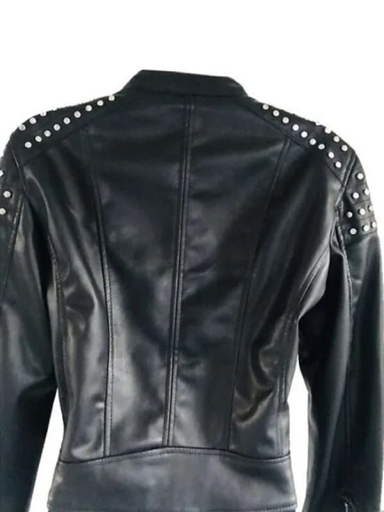 Alternative view of Black Studded Racer Leather Jacket