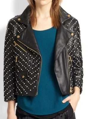 Black Studded Double Zipper Jacket