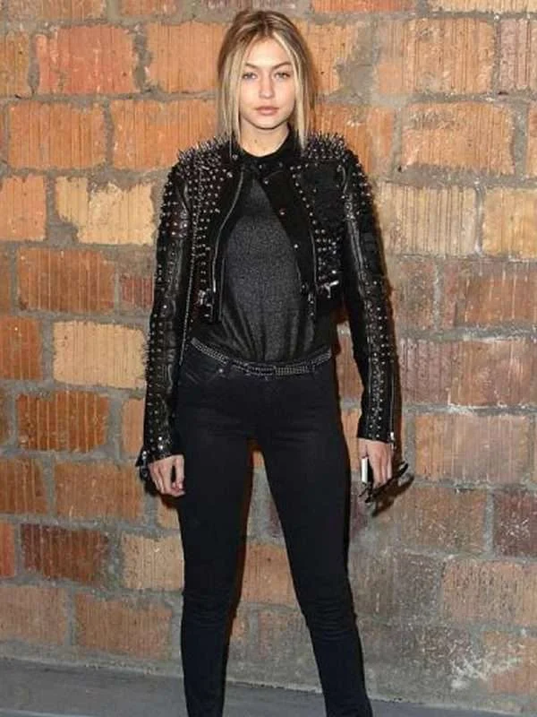 Black Cropped Gigi Hadid Studded Jacket