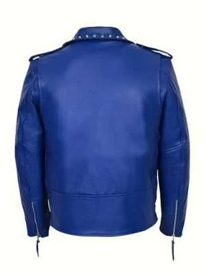 Alternative view of Blue Studded Motorcycle Jacket