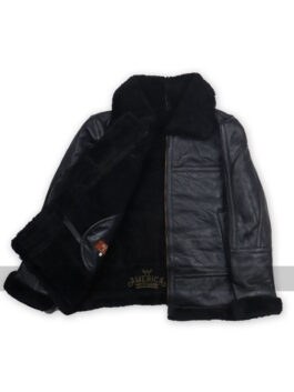 B3 Aviator Bomber Sheepskin Black Jacket