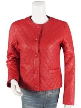 Women’s Lambskin Quilted Red Jacket