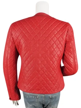 Women’s Lambskin Quilted Red Jacket 1