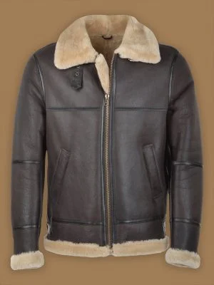 Men Dark Brown RAF Shearling Jacket
