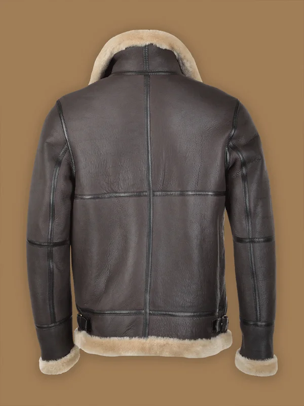 Men Dark Brown RAF Shearling Jacket - Image 4