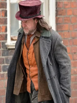 Guy Pearce A Christmas Carol Ebenezer Scrooge Grey Wool-Blend Coat