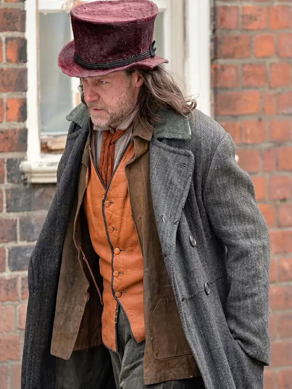 Guy Pearce A Christmas Carol Ebenezer Scrooge Grey Wool-Blend Coat