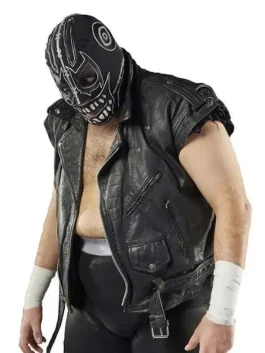 AEW Black Leather Evil Uno Vest