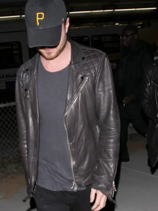 Aaron Paul Biker Leather Jacket - Image 2