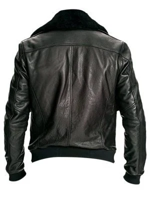 Alternative view of Men's Air Force Leather Black Bomber Fur Jacket