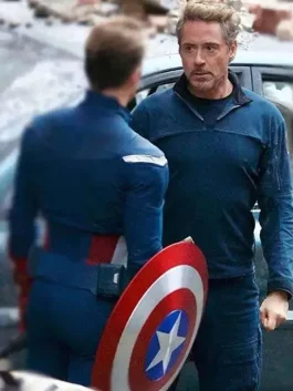 Avengers Endgame Tony Stark Blue Jacket back pose