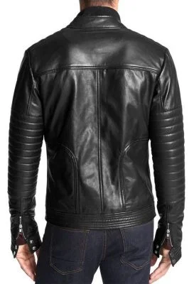 Alternative view of Men's Motorcycle Biker Black Leather Jacket Black