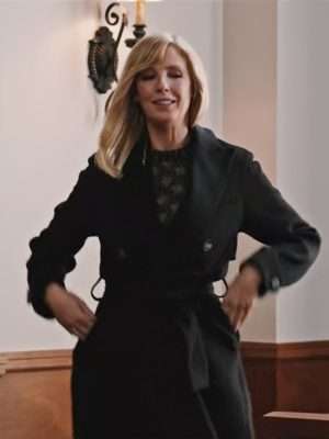 Alternative view of Yellowstone S04 Kelly Reilly Black Trench Coat