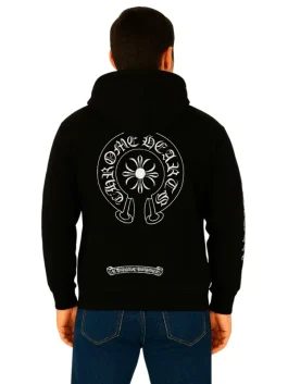 Black Floral Cross Zip-up Hoodie (Back)