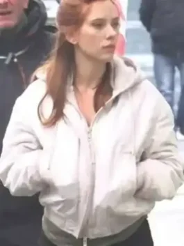 Black Widow White Hooded Jacket