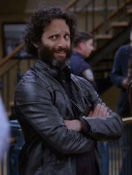 Brooklyn Nine-Nine Adrian Pimento Black Leather Jacket side pose