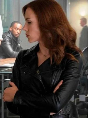 Alternative view of Captain America Civil War Scarlett Johansson Leather Jacket