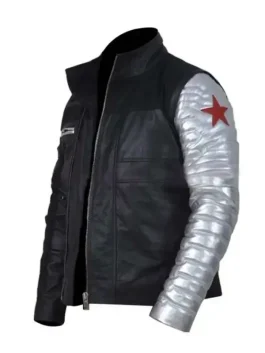 Captain America Winter Soldier Silver Sleeves Jacket side pose