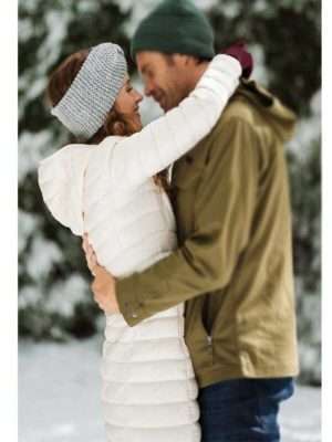 Christmas in the Rockies White Puffer Coat