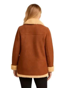 Women Classic Brown Shearling Leather Jacket