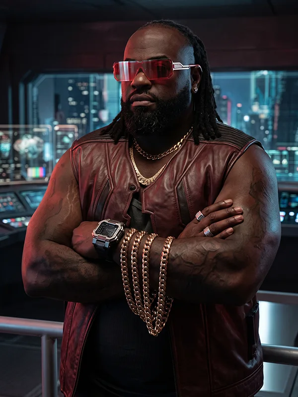 Premium real leather Cyberpunk 2077 Dexter DeShawn Vest with a premium sleeveless design and bold colorway.