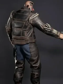Clean back view of the real leather Cyberpunk 2077 Simon Randall Jacket showing smooth panels and seams.