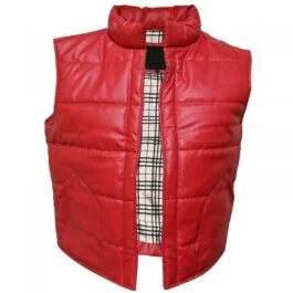 Mens Red Puffer Sleeveless Jacket