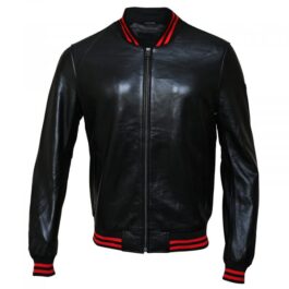 Men's Black Bomber Leather Jacket