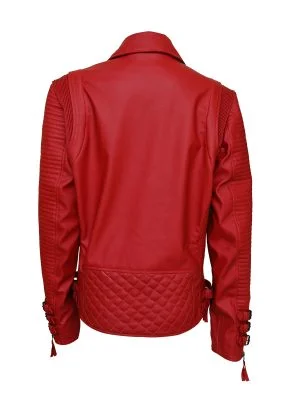 Alternative view of Woman Red Biker Leather Jacket