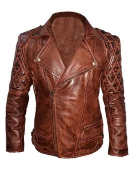Diamond Quilted Leather Biker Jacket