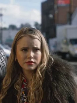 Driven to the Edge Tess Brown Fur Coat back pose