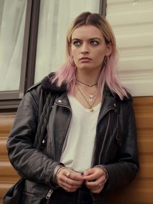 Alternative view of Sex Education Emma Mackey Leather Jacket