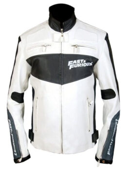 Fast and Furious 7 Vin Diesel White Biker Jacket