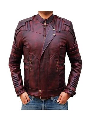 Guardians of The Galaxy 2 Chris Pratt Maroon Leather Jacket