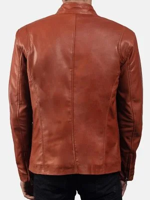 Alternative view of Men’s Tan Brown Biker Leather Jacket