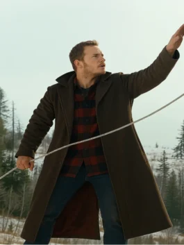 Durable brown leather field Coat, high collar, Jurassic World Dominion Owen Grady Coat style.