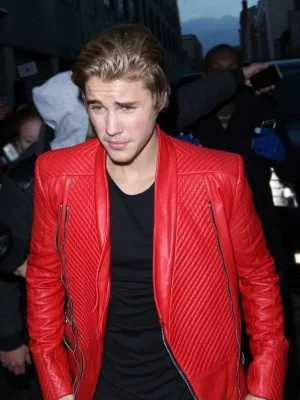 Justin Bieber Red Quilted Jacket For Men