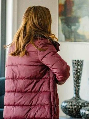 Alternative view of Chicago P.D. Kim Burgess Red Puffer Jacket
