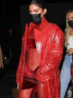 Alternative view of LA Kylie Jenner Red Trench Coat