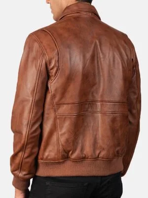 Alternative view of Big Flap Pockets Men’s Leather Bomber Jacket