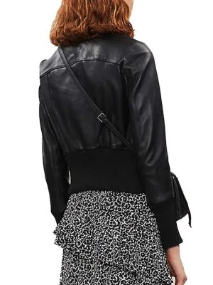 Alternative view of Arrow Katie Cassidy Bomber Leather Jacket