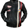 Le Mans Steve Mcqueen Gulf Black Leather Jacket