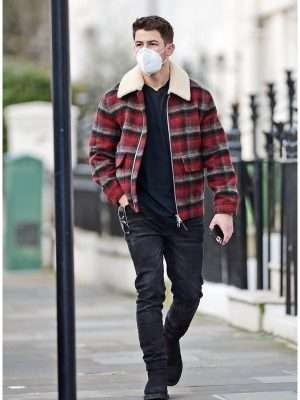 London Street Style Nick Jonas Plaid Jacket