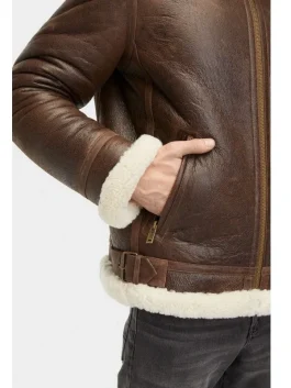 Men Aviator Shearling Leather Jacket front pose