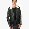 Men Black Jacket With Shearling