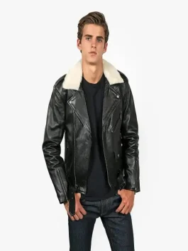 Men Black Jacket With Shearling