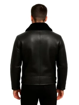 Men Black Shearling B3 Leather Jacket
