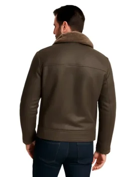Men Brown Shearling Leather Jacket