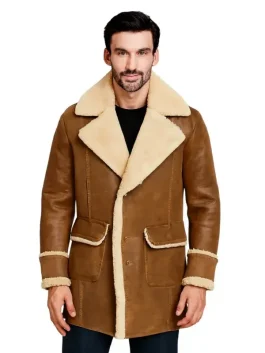 Men Brown Shearling Leather Coat