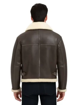 Men Dark Brown Shearling Jacket
